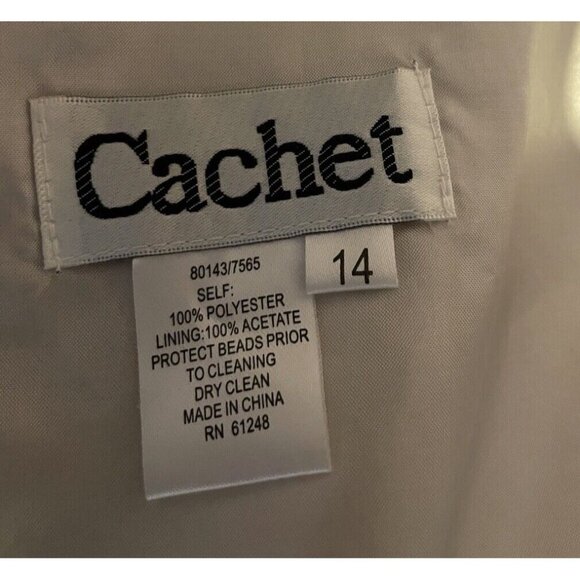 Cachet Womens Size 14 Formal Beaded Embellished Ivory Crop Top Wedding Party NEW - Picture 5 of 6